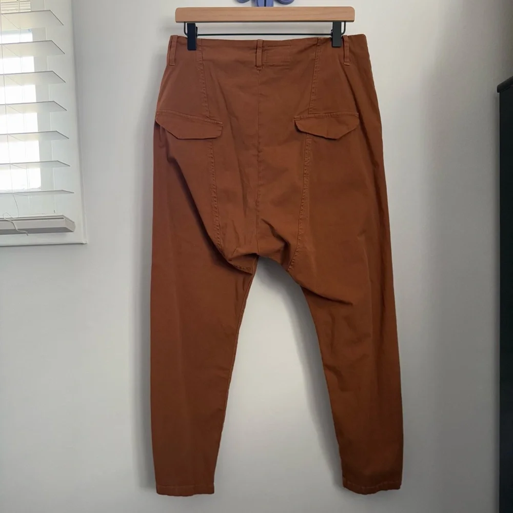 nili lotan 6 paris ankle twill pant drop crotch Maple Brown slouchy boho - Picture 3 of 8